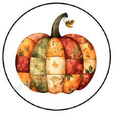 PATCHWORK PUMPKIN HALLOWEEN AUTUMN ENVELOPE SEALS LABELS STICKERS PARTY FAVORS