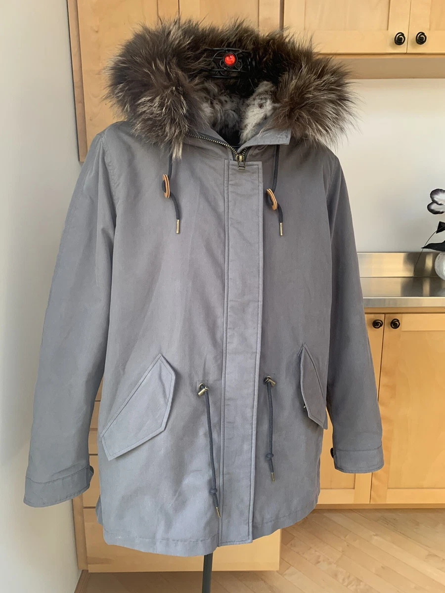 Grey Section Rabbit Fur Jacket - Size S