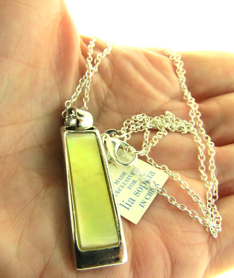 Lia Sophia mop Shell and Black Enamel Bar Pendant Necklace 1.5*18