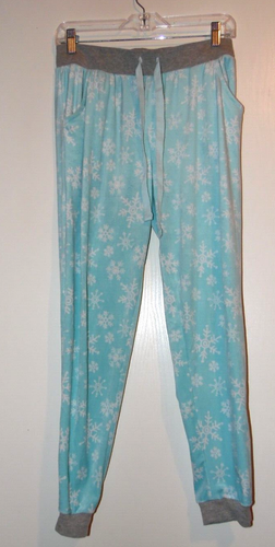 Fleeceblau Schneeflocke Panjama Schlafhose mit Taschen Kordelzug Taille Größe - Bild 1 von 5