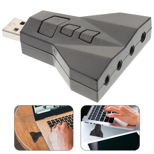  USB Externer 7.1 Kanal Audio Adapter 3D Stereo Externe Soundkarte für Windows,