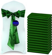 100 Green Satin Chair Sashes Silky Sateen Chair Bows wedding party d cor