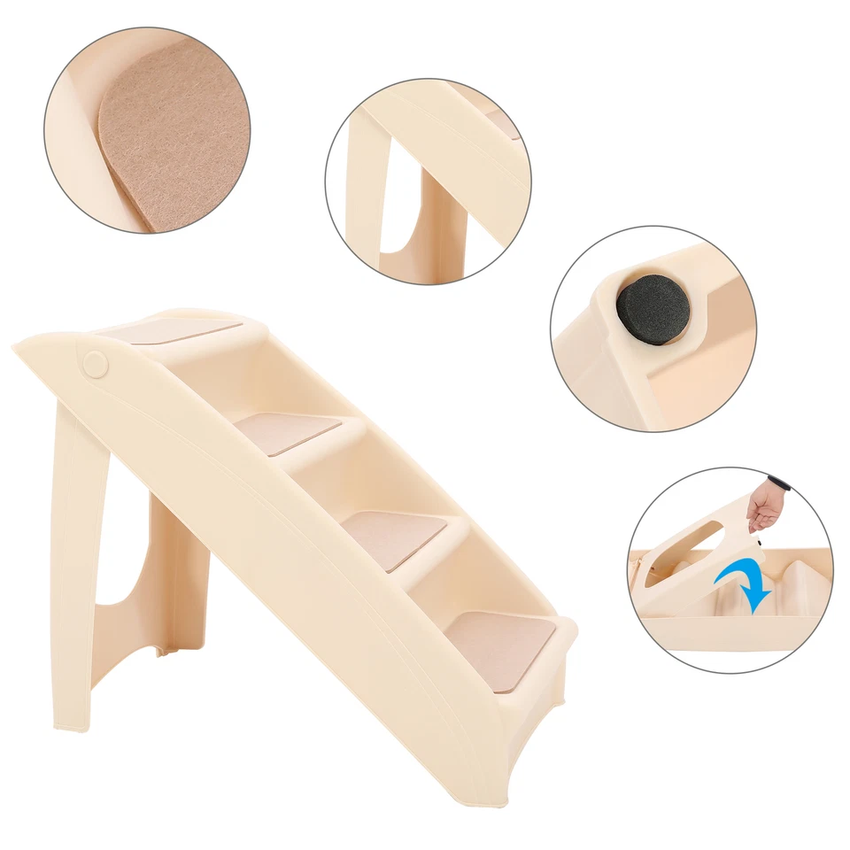 Escaleras plegables de plástico para perros escaleras para mascotas escalones rampa para perro pequeño para cama alta Foto 4 de 4