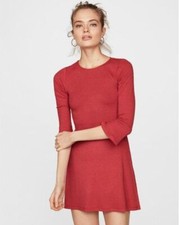 Express Ribbed Bell Sleeve Fit and Flare Dress L