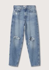 women  s jeans-High-rise tapered jeans, Slouchy fit, Cropped design, High waist.