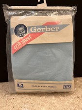Vintage 1990 Gerber Baby Crib Sheet Light blue 28 X 52 Cotton fitted Sheet