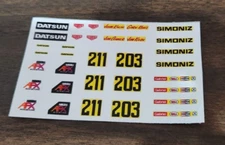 Aurora AFX Baja Race Set Datsun 610 Pickup Stickers Simoniz Repro!