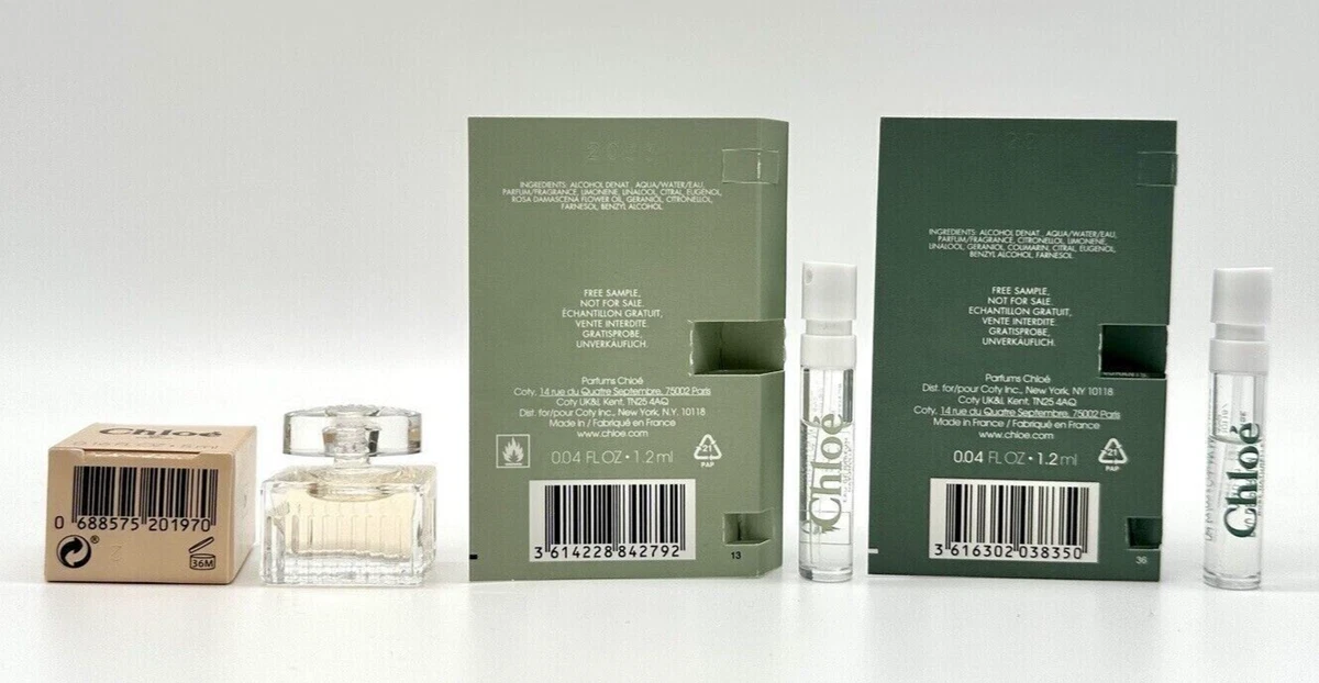 Chloe Eau de Parfum MINI 5ml 2 Sample Spray Vial Naturelle Intense 1.2mL ea