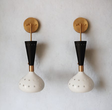 1950s Mid Century Wall Lamp Brass Swing Arm Italian Diabolo wall sconce Fixture