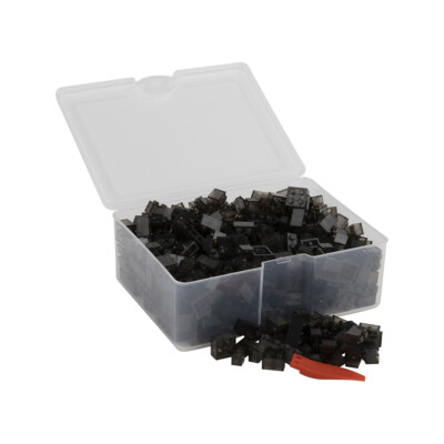 Q-Bricks Teilebox - 300 Klemmbausteine - Farbe: Schwarz Transparent