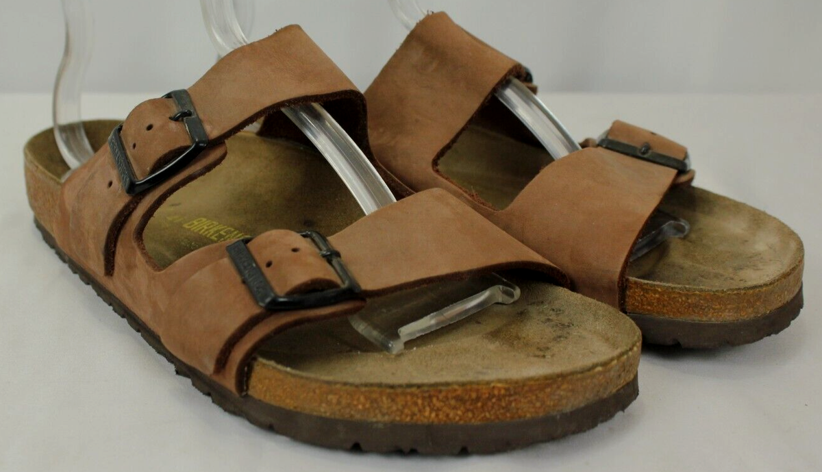BIRKENSTOCK ARIZONA BROWN LEATHER SANDALS SIZE 41 VGC! | eBay