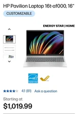 laptop hp pavilion 16t-af000