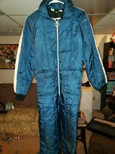 Vintage Walls Blizzard Pruf Winter Snowmobile Suit One Piece Zip Up Blue Stripe