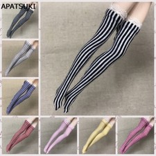 5pairs/lot Zebra Striped Doll Stockings for 1/6 Dolls Elastic Thigh High Socks