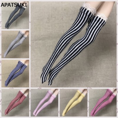 5pairs/lot Zebra Striped Doll Stockings for 1/6 Dolls Elastic Thigh High Socks