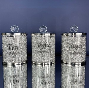 sparkly tea coffee and sugar set