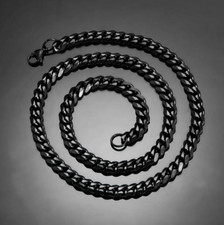 316L Stainless Steel IP Black Cuban Figaro Link Chain Necklace 3, 6, 8/9 mm