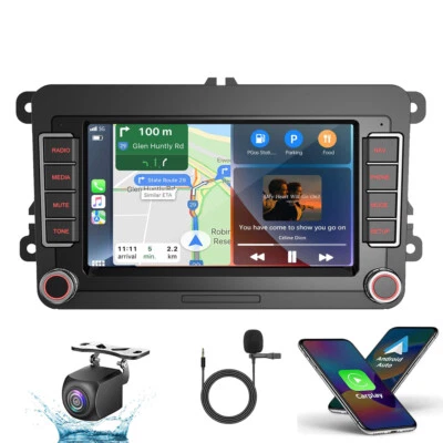 Radio de coche inalámbrico 7" Carplay Android 13 + cámara para VW GOLF MK5 MK6 GPS NAVEGACIÓN POR SATÉLITE
