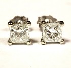 GIA certified 14k white gold 1.03ct I2 I princess diamond stud earrings natural — photo 2