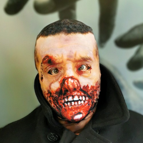 3D ROTTED ZOMBIE 3 EFFECT FABRIC FACE MASK HALLOWEEN FS160 - Picture 5 of 11