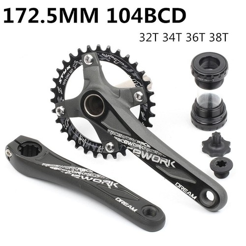 MTB Bicycle Crankset 104BCD 172.5mm Crank Arm 32T 34T 36T 38T Chainring with BB - Picture 6 of 27