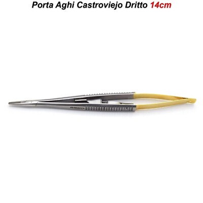 Porta Aghi Castroviejo Dritto TC MEDSPO | Strumento Microchirurgia Per Odontoiatria E Veterinaria
