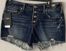 SILVER WOMENS/JUNIORS DISTRESSED RAW HEM DENIM SHORTS SIZE 32 NWT