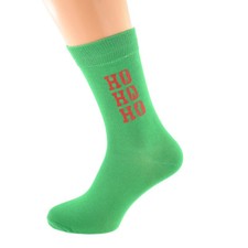 Ho Ho Ho Silhoutte Women Christmas Mens Green Socks Size 5-12 X6N708