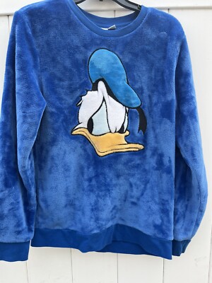 Disney Donald Duck blue plush fleece velour pullover sweatshirt