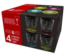 Riedel Fire & Ice Glass Yellow, Red, Blue and Green - Set 4 pieces