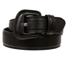Leather Belt with Sculpted Padded Buckle for Jeans, Dresses and Daily Outfit