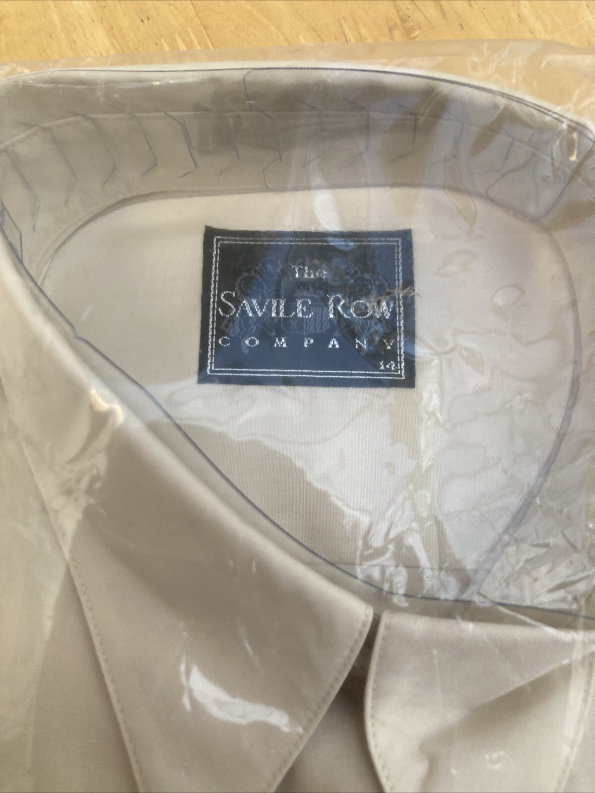 FILA Camicia The Savile Row Company beige 100% cotone taglia 14 pollici nuova con etichetta