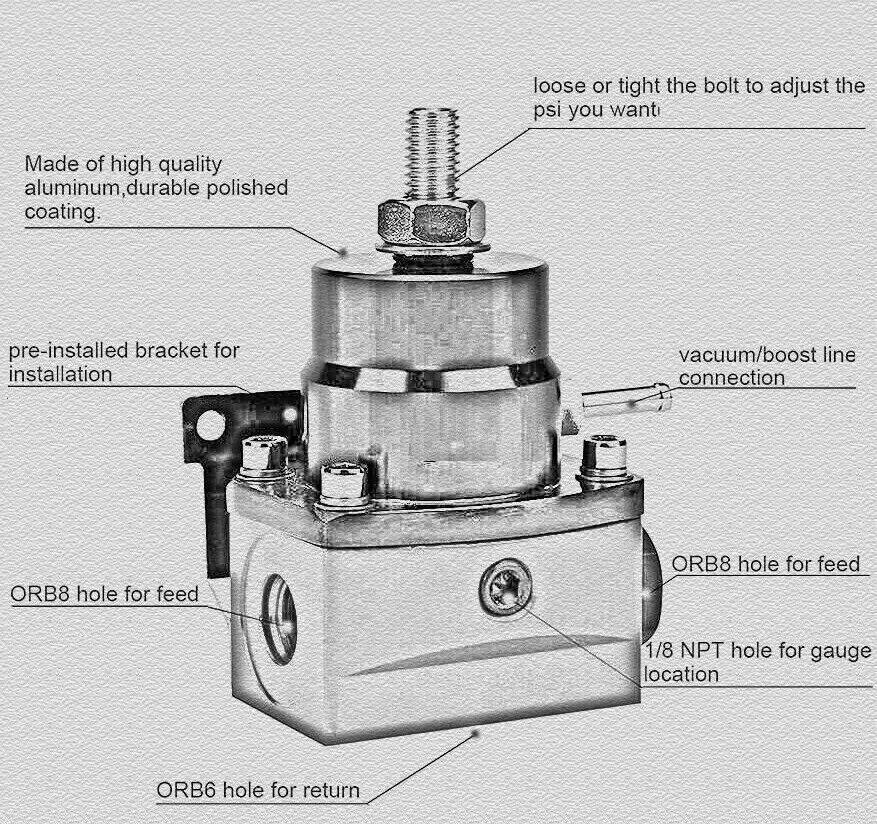 Fuel Pressure Regulator Gauge D Series Rail Line For Honda D15 D16