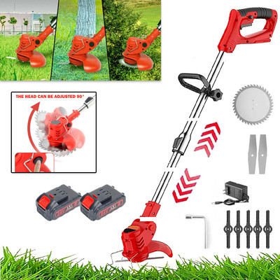 Electric Cordless Grass String Trimmer Lawn Edger Weed Wacker Cutter w/2 Battery
