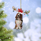 Basset Hound Dog Merry Christmas Ornament, Basset Hound Dog Xmas Lights Ornament