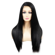Onedor 24" Premium Hair 130% Density Straight Lace Front Side Part Long wig