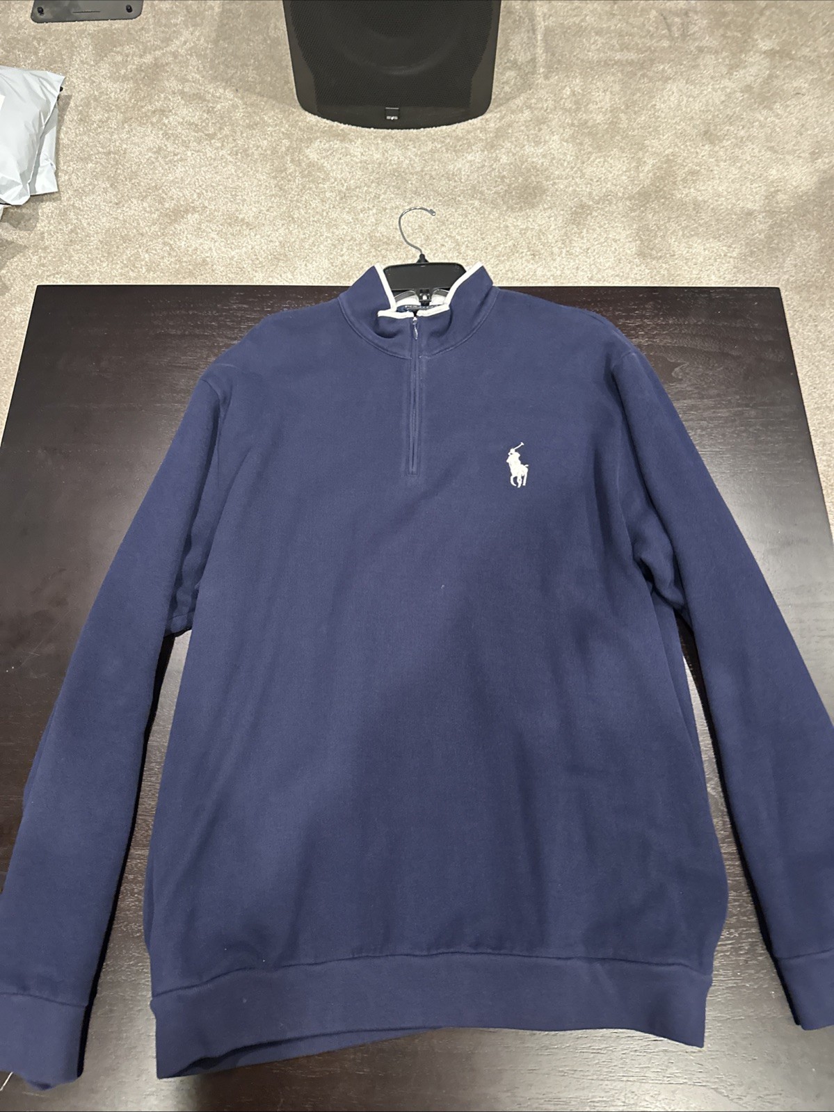 Maglione vintage POLO RALPH LAUREN BIG PONY 1 4 zip UOMO XL BLU