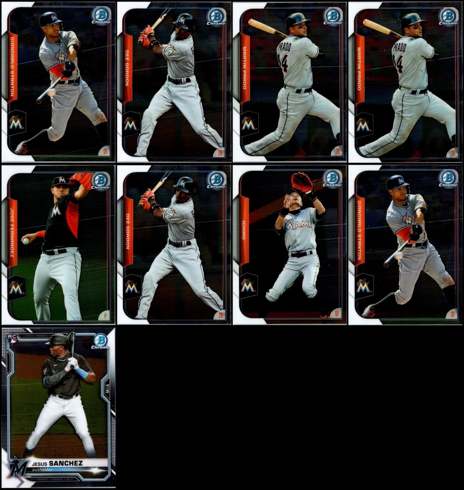 Lote de tarjetas Bowman Chrome Miami Marlins (33) - GOING, GOING... ¡CASI DESAPARECIDO! NO... Foto 3 de 4