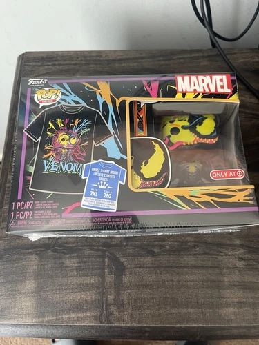 Funko Pop Marvel Venom #869 Black Light Eddie Brock Pop & Tee Size 2XL Sealed!
