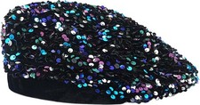 Women Bling Beret Hats Sparkly Sequin Glitter Beanie Hat