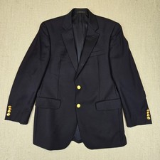 LAUREN RALPH LAUREN Blazer Jacket Sport Coat Dark Navy Gold Button Men Size 40R