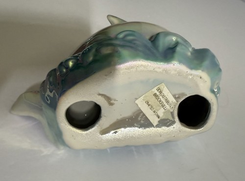 Vintage Ceramic Iridescent Luster Ware Dolphin 3 hole pen/pencil holder for desk - Picture 8 of 11