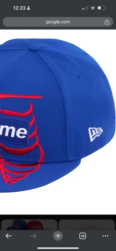Chapeau Supreme Ss25 os New Era bleu taille 7 1/8