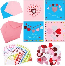 Valentine's Day Craft Kits 16 Pack Foam Heart Stickers  Envelopes