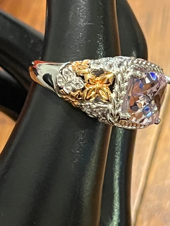 Victoria Wieck Firmado Plata de Ley 925 Rosa Amatista Topacio Blanco 4.65CT Talla 7 Foto 2 de 4