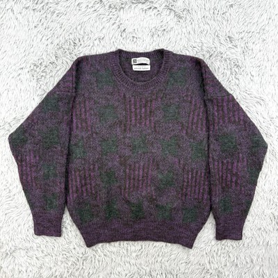 Pierre Balmain Sweater Men s M Purple Wool Blend Cable Knit Made In Italy Cosby