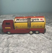 Vintage 1950's-60's Mobilgas Tin Litho Tanker Truck Friction Toy Japan