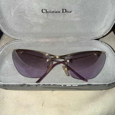Christian Dior Y2K Cat Eye Gold Metal Frame Purple Tinted UV400/ With Box 
