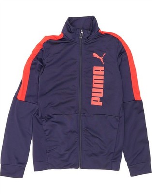 Puma Jungen Graphic Trainingsanzug Oberteil Jacke 13-14 Jahre Navy Blau Colourblock DG14