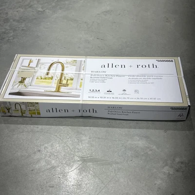 allen + roth Harlow kitchen faucet 5505668, Includes Soap Pump Brushed Gold NEW